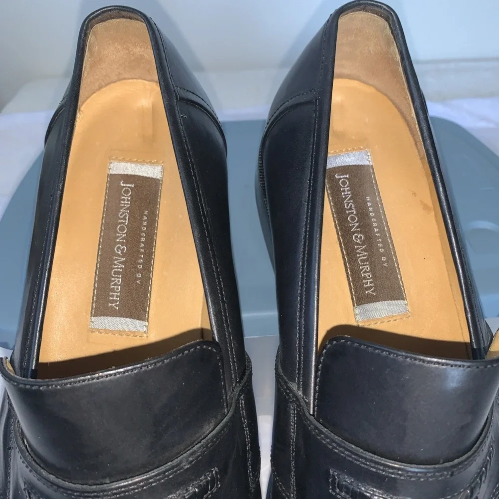 Johnston & Murphy Handcrafted Men's Tassel Loafers Shoes‎ Size 10 1/2M Black